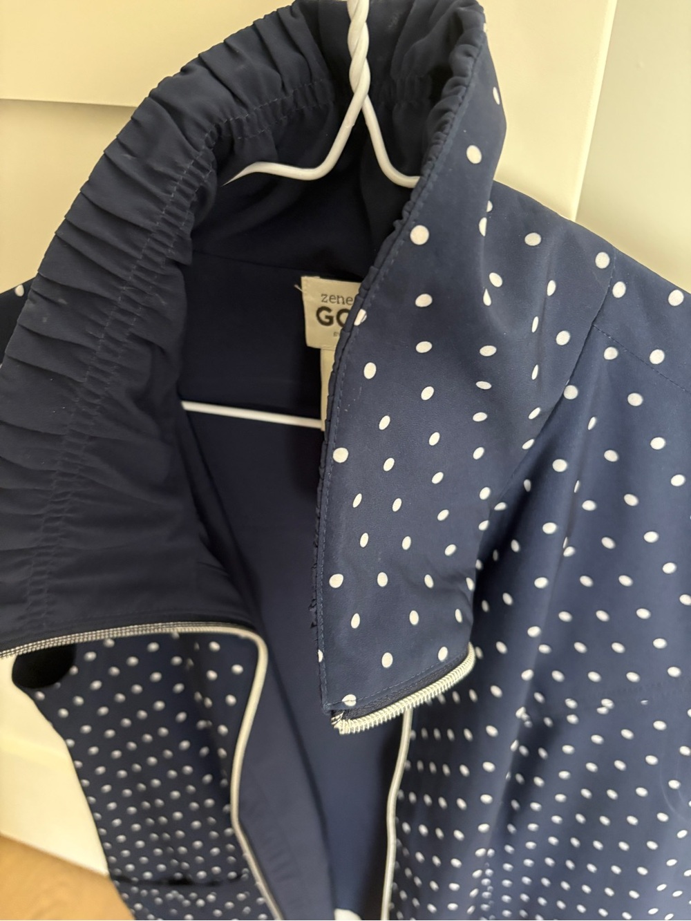 Girls' Navy Polka Dot Raincoat